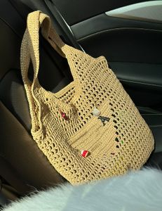 مصمم الكتف Beach Bag Mash Mesh Hollow Wovel Fives Facs for Summer Straw Tote Bag Summer