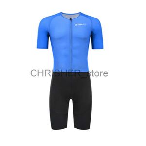 Cykeltröja set 220 Triathlon-Bästa kortärmade tri-Suit Tri-Fit Evo Next Gen Blue Men's Team Race Clothing Cyclilng Skinsuit Swim Run Set X0727