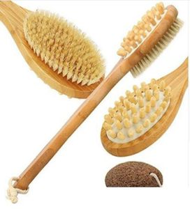 Spazzola per il corpo per la pelle secca Spazzola per la schiena Scrubber per pelle esfoliante e cellulite Spazzola da bagno in legno con manico lungo i0727