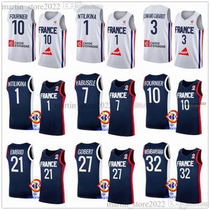 2023 FIBA France World Cup Basketball Jerseys Nicolas Batum Evan Fournier Rudy Gobert Frank Ntilikina De Colo Yabusele Francisco Lessort Okobo Ouattara Tarpey Fall