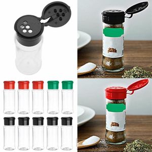 10pcs Plastik Spice Kavanoz Tuzlu Biber Shakers Baharat Jar Barbekü Barbekü Sirke Şişeler Mutfak Konteynerleri Baharatlar İçin Mutfak Konteyneri1283D