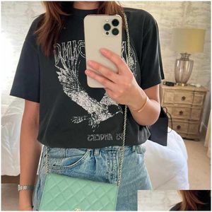 New style WomenS T-Shirt Super Chic Summer Round Neck Plover Cotton Womens Black Bing Eagle Print Tee Za Drop Delivery Apparel Clothing Tops fashion
