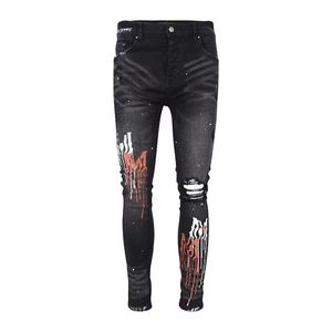 Herren Distressed Ripped Skinny Jeans Herren Jeans Slim Motorrad Moto Biker Kausal Herren Denim Hosen Hip Hop Herren Jeans30-40