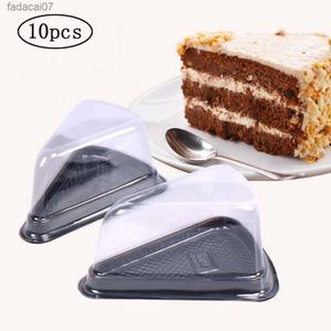 10 Stück dreieckige, durchsichtige Kunststoff-Kuchenschachtel, Sandverpackung, Kuchenschachteln, Kunststoff-Kuchenverpackung, Geschenk-Bäckerei-Kuchenverpackung (schwarz), L230620
