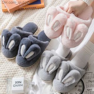 Slippers Women's Warm Artificial Fur Slide Cute Rabbit Ears Lover Indoor Slide Soft Plush Non slip Winter Women's Home Floor Shoes SH462 Z230727