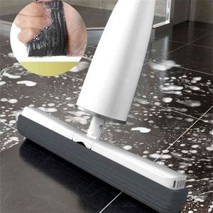 Eyliden Self-Wringing Mop Flat with Replace PVA Sponge Heads Hand Washing for Bedroom Floor Clean 210907230L
