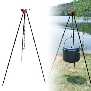 Outdoor Gadgets Camping Bonfire Tripod Portable Triangle For Fire Hanging Pot Campfire Cookware Picnic Cooking Grill Tool 230726