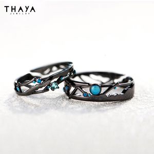 Wedding Rings Thaya Real S925 Silver Couple Original Design For Women Men Resizable Symbol Engagement Fine Jewelry 230726