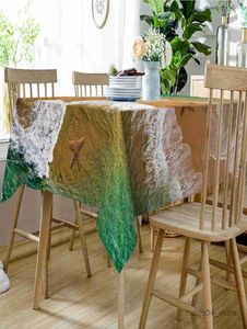 Tischdecke Die natürliche Landschaft des Meeresstrandes 3D-Tischdeckenmuster Bequeme wasserdichte Tischdecke für Home De Table R230727