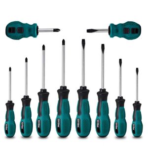 Skruvmejslar 10st skruvmejsel Ställ in magnetiska skruvmejslar med 5 platta 5 Phillips Head Heavy Duty Made Non-Slip Cushion Grip Hand Tools for H 230726