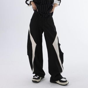 Męskie spodnie oryginalne hip -hop czarny biały patchwork szeroko letni ins moda splicing dekonstrukcja gość nogi mopiące spodnie