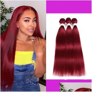 Human Hair Weaves 99J Bundles Humanhair Curtain Cross Border Trade Straight Wig Drop Delivery Products Remy Virgin Dhwkm