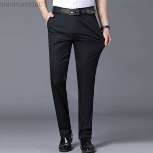 Calça masculina 2023 nova calça masculina primavera outono moda negócios casual calça masculina elástica reta formal calças plus size 28-38 L230727