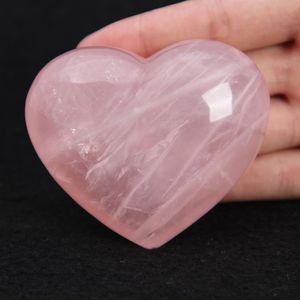 2 3Inch Quartz Rose Crystal Heart Carving Craft Stone Chakra Healing Reiki Stones Lover Gife Stone Crystal Heart285e