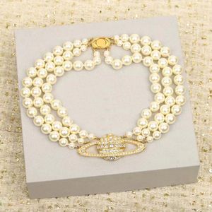 Designer Planet Pendant Ladies Fashion Metal Pearl Necklace Jewelry Gifts