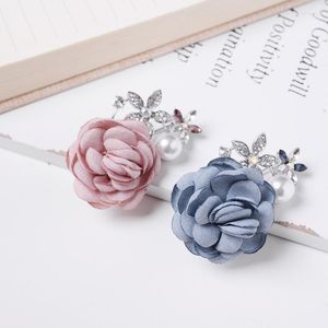 Broschen TODOX Mode Brosche Stoff Blume Kristall Perle Dekoration Kleidung Accessoires Nationale Wiederherstellung alter Wege für Hochzeit