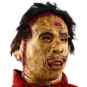 Parti Maskeleri Texas Chainsaw Katliam Deri Yüzü Maskesi Cadılar Bayramı Korku Süslü Elbise Cosplay Lateks 2209092682