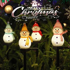 Garden Decorations 1 2 4Pcs Christmas Snowman Solar Light Outdoor Waterproof LED Lamp Winter Lawn Decoration Yard Pathway Crossing Lights 230727