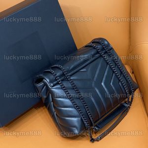 10A Designer di qualità a specchio Piccola borsa Loulou 25 cm Borsa trapuntata Chevron Donna in pelle di vitello Borse di lusso Borsa a tracolla nera Borsa con tracolla a catena