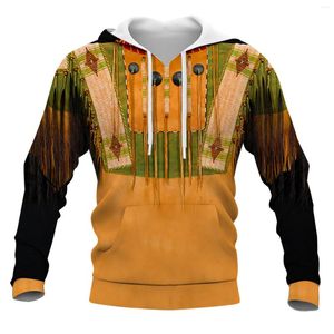 Men's Hoodies HX Fashion Mens Vintage Pattern Leather Tassel 3D Printed Coat Unisex Casual Sweatshirts Zip Up Clothing Drop