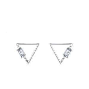 Hoop Huggie Ste16 Silver Needle Luxury Triangle Design Big Crystal Earrings for Women Women Korean Party Jewelry 230727