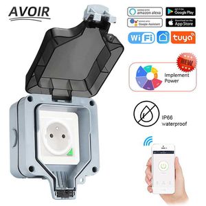 Smart Power Plugs Avoir Tuya Zigbee Wandsteckdosen Wifi Smart IP66 Wasserdichte Außensteckdose FR Französischer Stecker USB-Aufladung funktioniert mit Alexa HKD230727