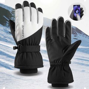 Ski Gloves Ski Gloves Winter Windproof Snowboard Gloves Men Women Water Proof Thermal Fleece Touch Screen Skating Motorcycle Gloves HKD230727