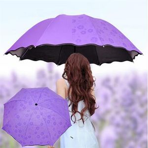 100 teile/los Regenschirm Anti-UV Regenschirm Sonnenschirm Regenschirm Magische Blume Kuppel Sonnenschutz Tragbare 3-Falten Staubdicht235C