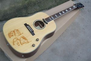 Naturlig träfärgad akustisk gitarr med palisanderbrädan kan anpassas