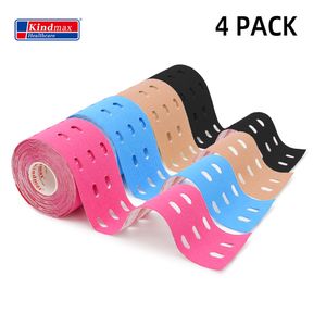 Шары 4pcs Лоты Kindmax Hole Kinesiology Tape 5cm 5m хлопковая эластичная терапевтическая спортивная спорт для мышц 4 упаковки 230726