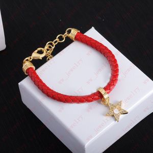 Ciondolo pentagramma statua di bellezza buona fortuna bracciale spesso corda in pelle rossa catena, lo stesso stile per uomini e donne, stile di moda semplice neutro di design, regalo