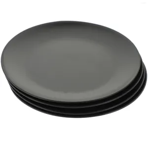 Dinnerware Sets 4 Pcs Black Melamine Plate Gothic Set Round Serving Platter Kitchen Plates Fondue Commercial