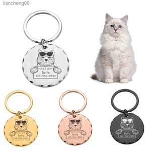 Personalized Pet Cat Dog ID Tag Collar Accessories Custom Engraved Necklace Charm Supplies For Naughty Cat Tag Name Products L230620