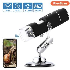 Teleskop RievBCAU Wireless Digital Microskop 1000x WiFi Handhållare Magnifier 1080p HD Camera Professional Microscope for Cell Phone Repair X0727