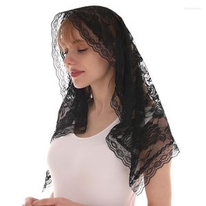 Scarves Spanish Style Lace Traditional Vintage Mantilla Veil Latin Mass Head Covering Scarf For Catholic Chapel Arc Shape