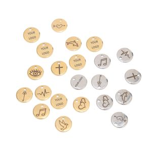 Navel Bell Button Rings 50pcs GoldRose Gold Stainless Steel Blank Stamping Dog Tags Round Charm Pendants Custom with Any Words 6mm8mm10mm 230727