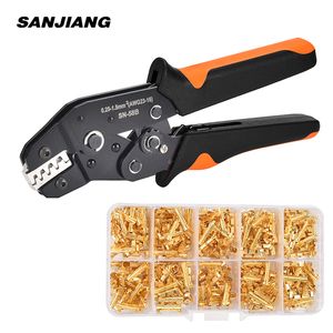 SN-58B Multi Crimping Plier Kit 0.25-1.5mm² Jst/XH2.54/Dupont/Spade Open Barrel Wire Terminals Crimper Hand Tools Set AWG23-16