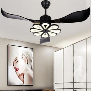 Светодиодный современный потолочный свет вентилятор черные потолочные вентиляторы с светом домашняя декоративная лампа для вентилятора.