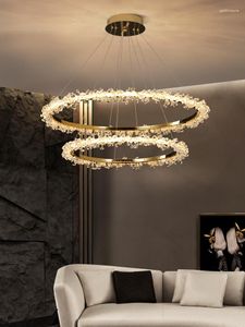 Ljuskronor Art LED -ljuskrona Pendant Lamp Light Modern nordisk lyxkristall Enkel guldringdesign för vardagsrum Matrum Dekor