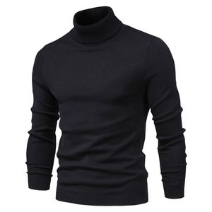 Herrtröjor 10 färg vinter turtleneck varm svart smal stickade tröjor män solid casual manlig höststickning 230726