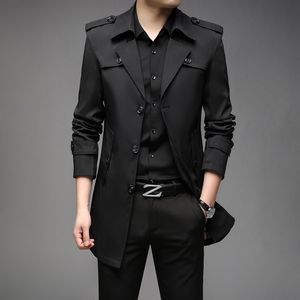 Men's Trench Coats Spring Men Fashion England Style Long Mens Casual Outerwear Jackets Windbreaker Brand Clothing 230726