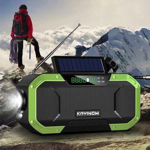 Gadgets ao ar livre 2023 KAYINOW Portátil Emergência Solar Manivela Rádio 5000mAh Banco de Potência Cranker Flash Light Camping Survival Kit 230726