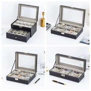Watch Boxes Cases Watch Boxes Collector 6/10/12 Slots Travel Display Organizer Jewelry Storage Cases for Watches Ties Bracelet Necklaces Brooch 230727