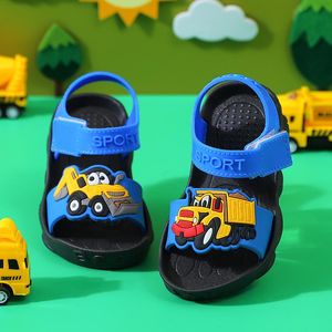 Tênis infantil sandálias garotas cartons de carro de caminhão solo solo solo não -lip primeiro walker pvc verão infantil sapatos hookloop praia de alta qualidade nova