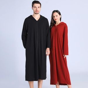 Pants Spring and Autumn Bathrobe Female Hooded Loose Lengthen Solid Robes for Woman Couples Night Dress Size M L Xl