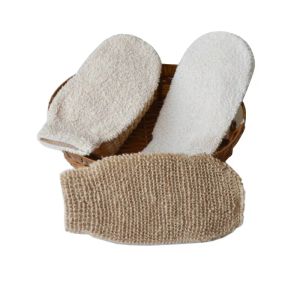Natural Hemp Bath Shower Gloves Scrubber Wash Cloth Exfoliating Body Spa Glove LL