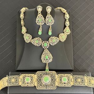 Wedding Jewelry Sets Moroccan Bride Body Jewelry Necklace Earrings Waist Chain Set Luxury Chic Wedding Caftan Jewelry set Belt Adjustable Length 230727