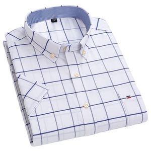 Mens Casual Shirts 100% Cotton RegularFit ShortSleeve Pocket Oxford Shirt Button Down Dress 230726