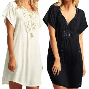 Dress-stworswear 2023 Sukienka tuników na plażę Kobiet Swimpit Swimpits Woman Cover Up Beachwear Summer Mini Saida de Praia