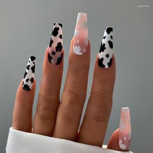 FALSE NAILS 24st Black White Nail Patch Sweet Style avtagbar lång stycke Manikyr Spara tid Limtyp Underförsäljning